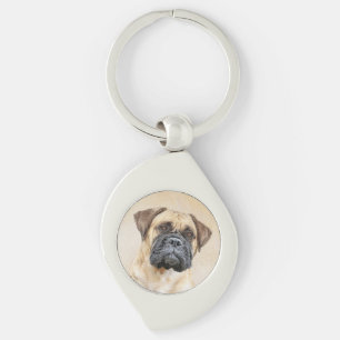Bullmastiff Painting - Cute Original Dog Art Key Ring