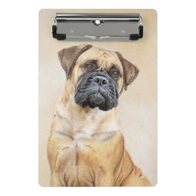 Bullmastiff Painting - Cute Original Dog Art Mini Clipboard (Front)