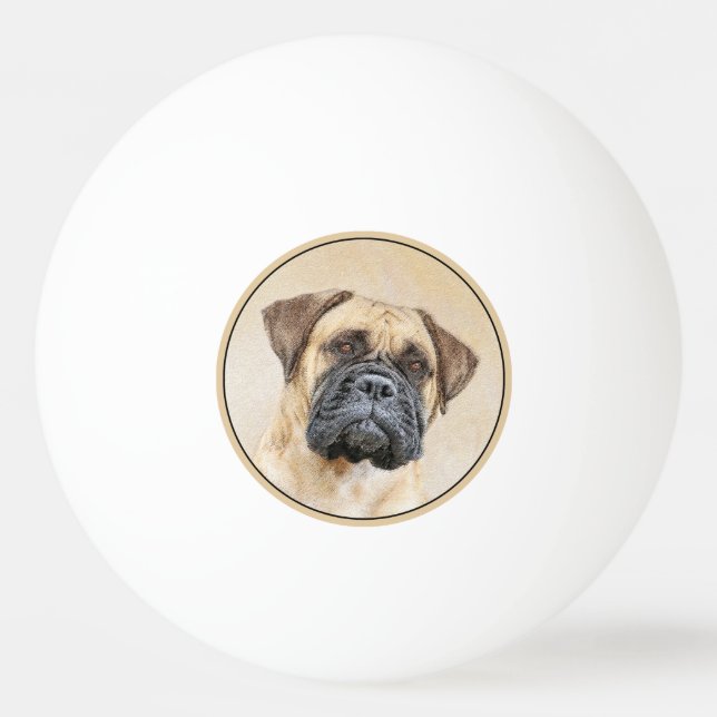 Bullmastiff Painting - Cute Original Dog Art Ping Pong Ball (Front)