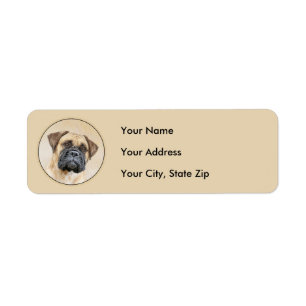Bullmastiff Painting - Cute Original Dog Art Return Address Label