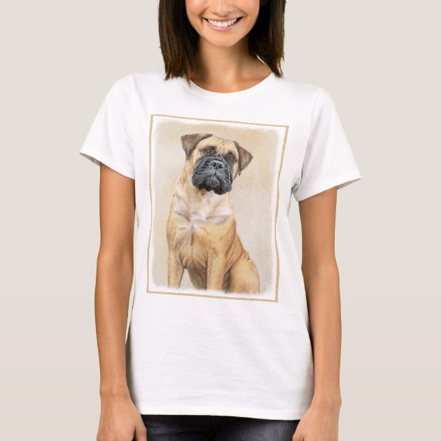 Bullmastiff Painting - Cute Original Dog Art T-Shirt (Front)