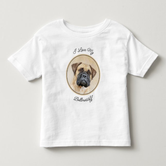 Bullmastiff Painting - Cute Original Dog Art Toddler T-Shirt (Front)