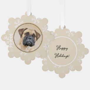 Bullmastiff Painting - Cute Original Dog Art Tree Decoration Card