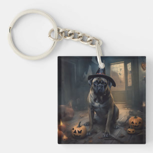 Bullmastiff Pumpkins Halloween Scary Key Ring