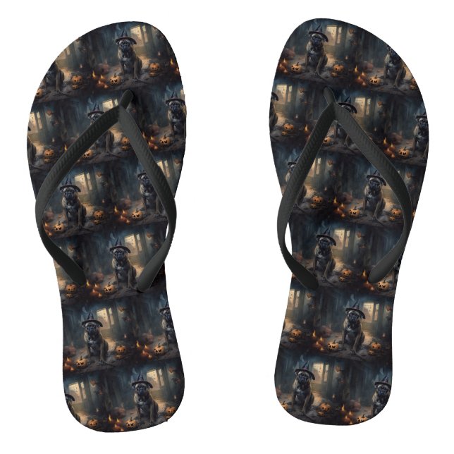 Bullmastiff Pumpkins Halloween Scary  Thongs (Footbed)