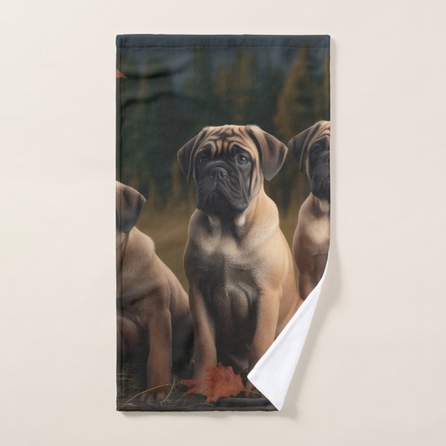Bullmastiff  Puppy Autumn Delight Pumpkin Bath Towel Set (Hand Towel)