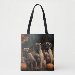 Bullmastiff Puppy Autumn Delight Pumpkin Tote Bag