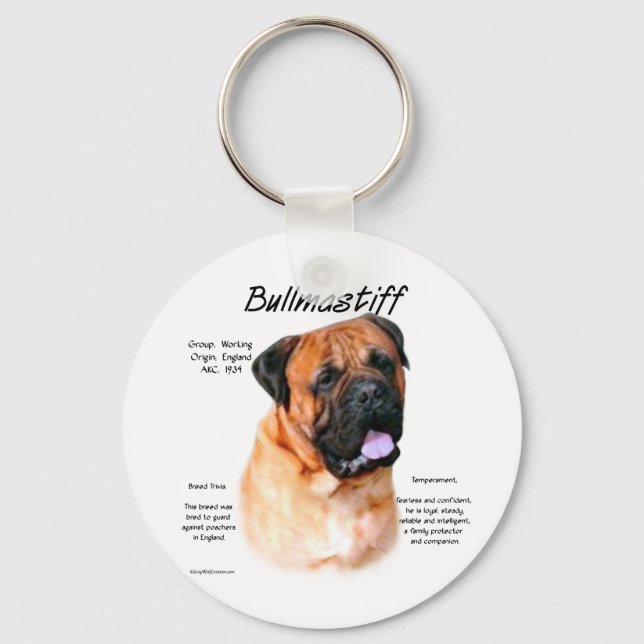 Bullmastiff (red) History Design Key Ring (Front)
