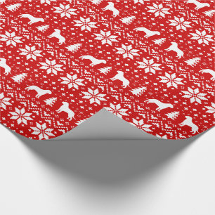 Bullmastiff Silhouettes Dogs Christmas Holiday Red Wrapping Paper