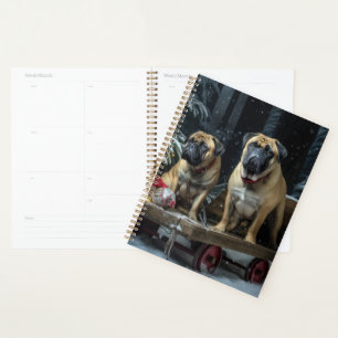 Bullmastiff Snowy Sleigh Christmas Decor  Planner