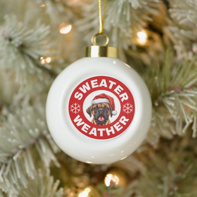 Bullmastiff Sweater Weather Ceramic Ball Christmas Ornament (Tree)