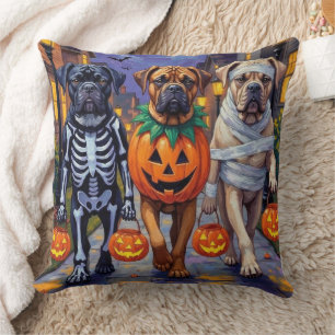 Bullmastiff Trick-or-Treating Halloween Costumes Cushion
