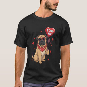 Bullmastiff Valentine Heart I Love You Dog Lovers T-Shirt