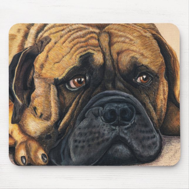 Bullmastiff Waiting - Dog Breed Art Mouse Pad (Front)