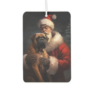 Bullmastiff With Santa Claus Festive Christmas  Car Air Freshener