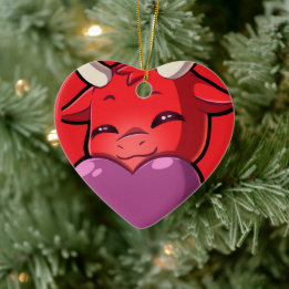 Bullpew-Chat Love Ceramic Ornament