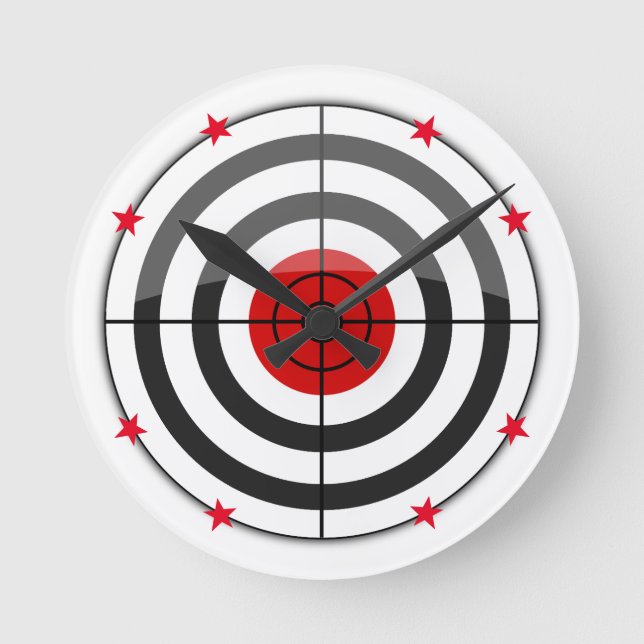 Bulls Eye Red Star Round Clock (Front)