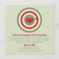Bull's-Eye Save the Date Invite, Grey & Red