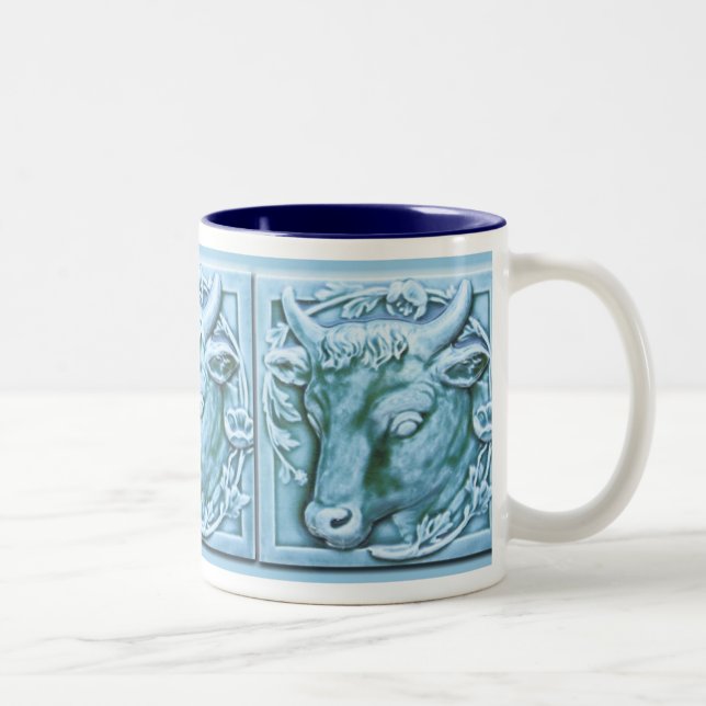 Bull's Head Majolica Inspired Art Coffee Mug (Right)