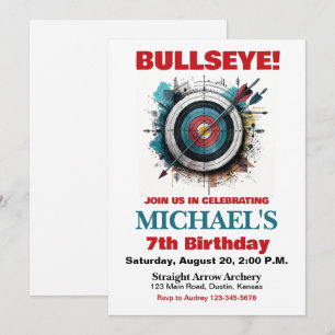 Bullseye Archery Birthday Party Invitation