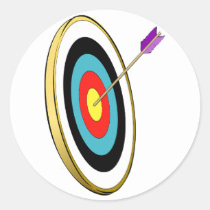 Bullseye Archery Target with Arrow Hitting Centre  Classic Round Sticker