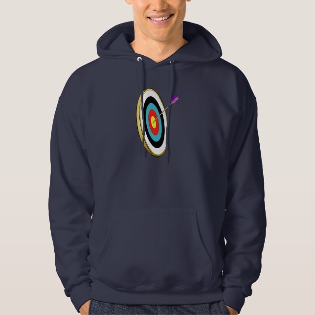 Bullseye Archery Target with Arrow Hitting Centre  Hoodie (Front)