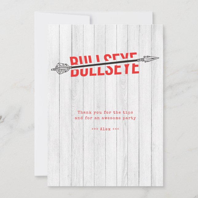 Bullseye Bow Arrow Archery Sport Birthday Thanks Thank You Card (Front)