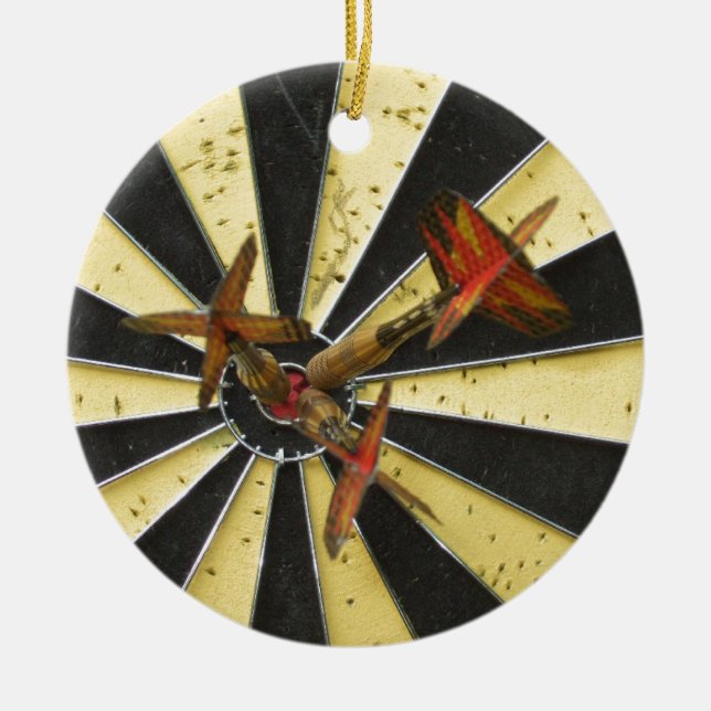 Bullseye Dart Board Ceramic Ornament (Front)