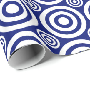 Bullseye-Gift Wrap-Blue-White Wrapping Paper