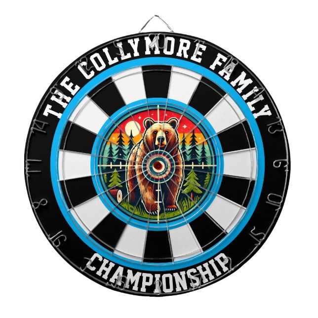 Bullseye Grizzly in Forest Art Dartboard (Front)