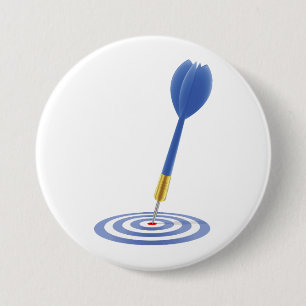 Bullseye Hit Blue Dart on Target 7.5 Cm Round Badge