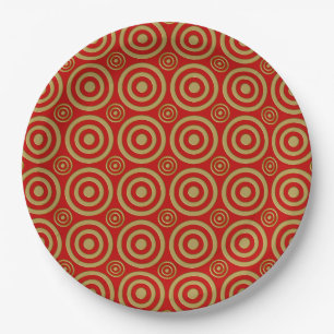 Bullseye-PAPER PLATES-Gold-Red Paper Plate