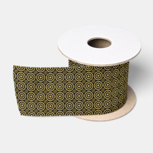 Bullseye Ribbon-Black and Gold Satin Ribbon