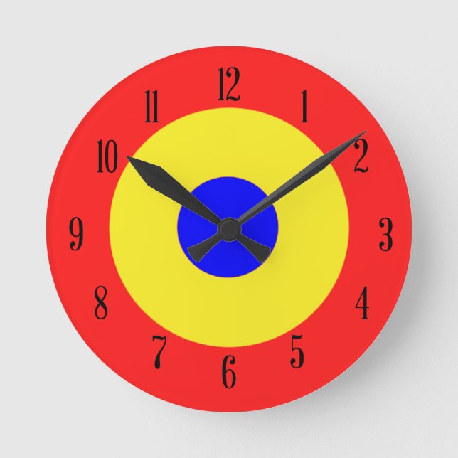 Bullseye Target Primary Colours   Round Clock (Front)