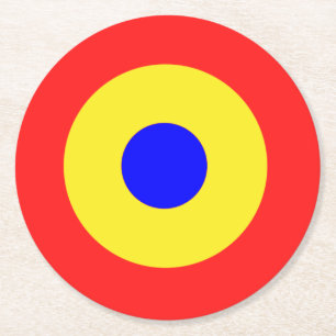Bullseye Target Primary Colours  Round Paper Coaster
