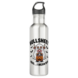 BULLSHEET Halloween Cute Cow in Ghost 710 Ml Water Bottle