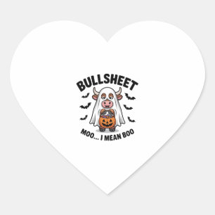 BULLSHEET Halloween Cute Cow in Ghost Heart Sticker