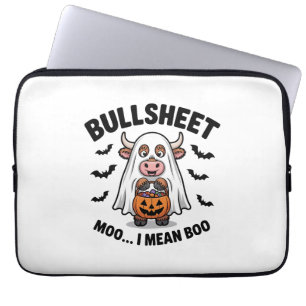 BULLSHEET Halloween Cute Cow in Ghost Laptop Sleeve
