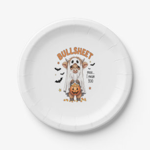 Bullsheet Highland Cow Funny Ghost Paper Plate
