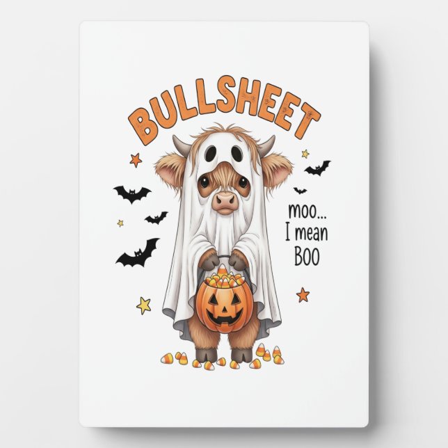 Bullsheet Highland Cow Funny Ghost Plaque (Front)