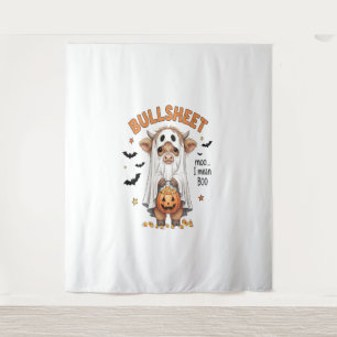 Bullsheet Highland Cow Funny Ghost Tapestry