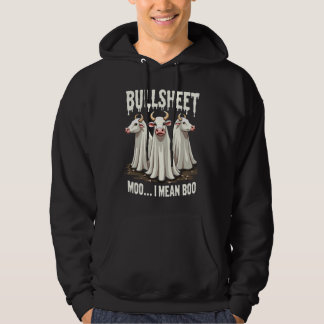 Bullsheet Moo I Mean Boo Funny Halloween Ghost Cow Hoodie