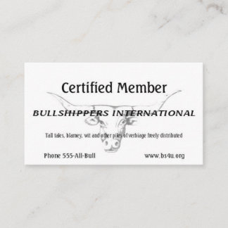 Bullshippers International membership  Business Card