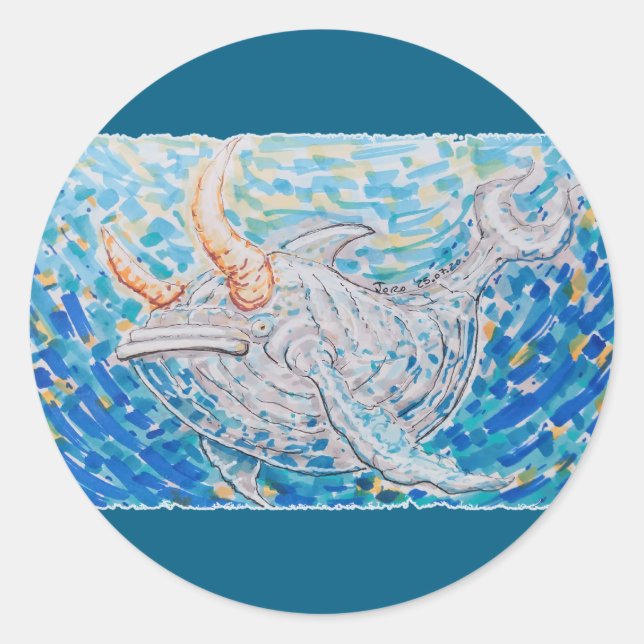 Bullwhale Classic Round Sticker (Front)