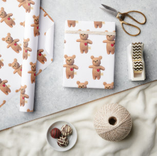 Bully Buddy Brown Bear Animal Wrapping Paper