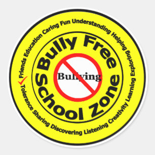 Bully Free School Zone Classic Round Sticker