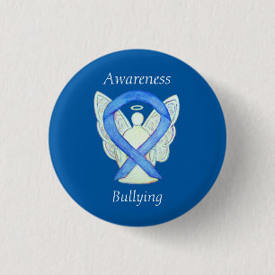 Bullying Awareness Angel Blue Ribbon Custom Pin