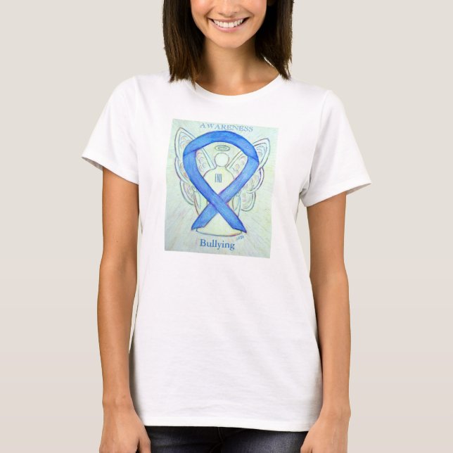 Bullying Awareness Blue Ribbon Angel Shirt (Front)