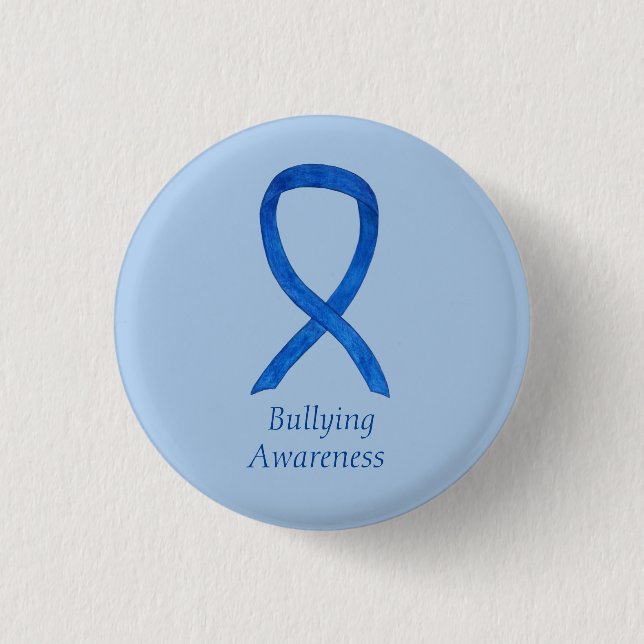 Bullying Awareness Blue Ribbon Custom Pin (Front)
