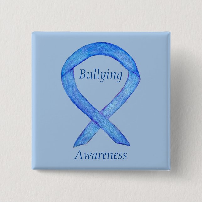 Bullying Awareness Blue Ribbon Custom Pin (Front)